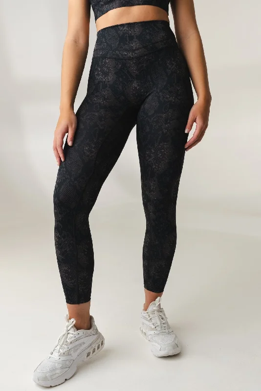 Plus Size Women's Printed Tight Trousers in Floral Patterns for a Spring - Inspired OutfitVitality Revive Pant - Midnight Serpent Plus Size Women's Printed Tight Trousers in Floral Patterns for a Spring - Inspired OutfitVitality Revive Pant - Midnight Serpent