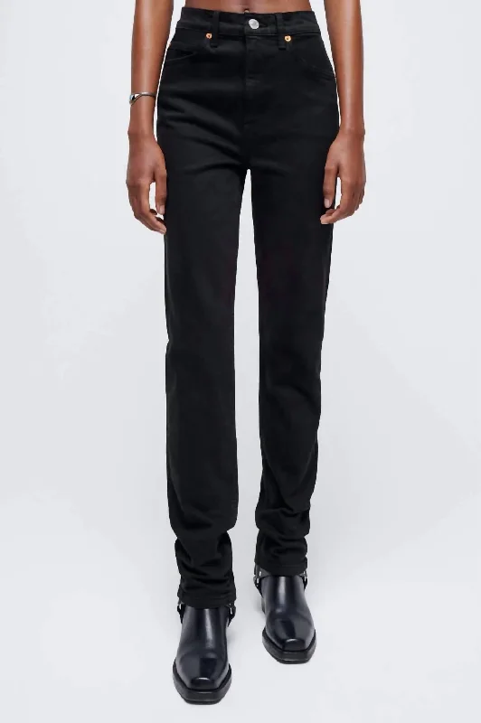 Women's Leather - Look Tight Trousers with Zipper Details in Dark Gray for an Urban StyleWomen's 70S Straight Jean In Black Women's Leather - Look Tight Trousers with Zipper Details in Dark Gray for an Urban StyleWomen's 70S Straight Jean In Black