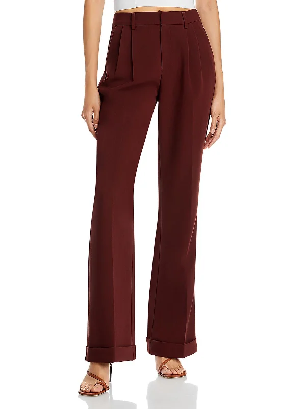 Womens High Rise Pleated Wide Leg Pants