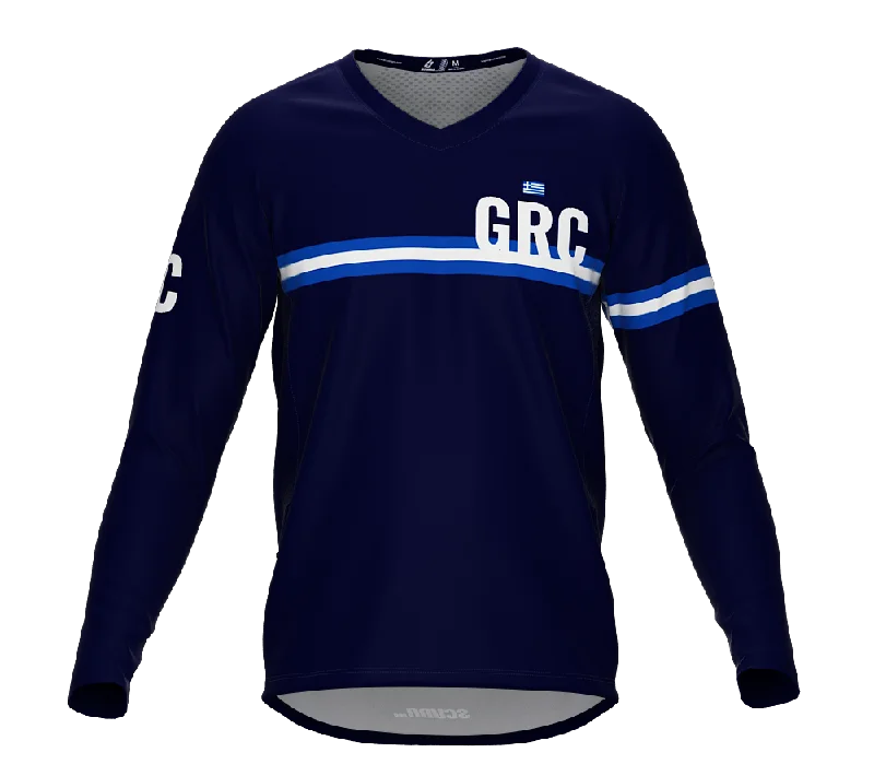 MTB BMX Cycling Jersey Long Sleeve Code Greece Blue for Men and Women