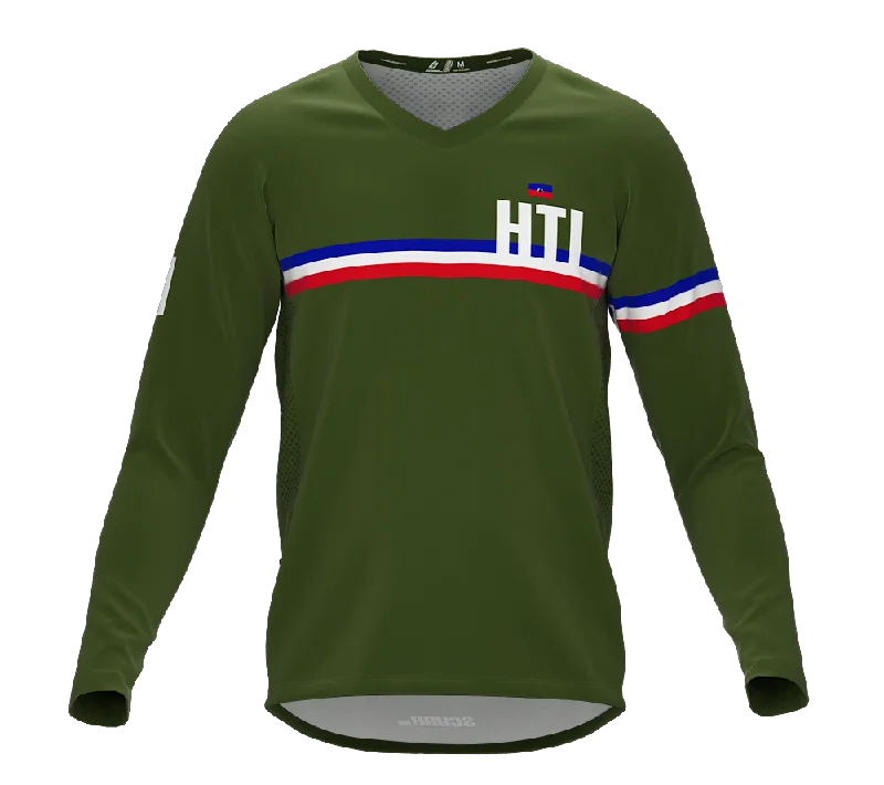 MTB BMX Cycling Jersey Long Sleeve Code Haiti Green for Men and Women