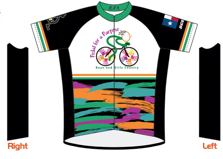 Pedal for a Purpose  Full Zipper Amateur Fit Bike Short Sleeve Cycling Jersey for Men and Women