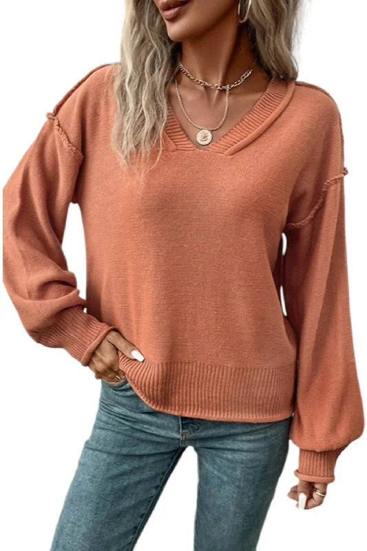 Short Sleeve Women's Cotton Blend Sweaters in Pastel ColorsAdaline Exposed Seam Sweater In Apricot Short Sleeve Women's Cotton Blend Sweaters in Pastel ColorsAdaline Exposed Seam Sweater In Apricot