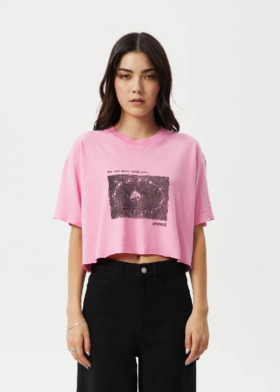 AFENDS Womens Connection Cropped - Oversized Tee - Pink