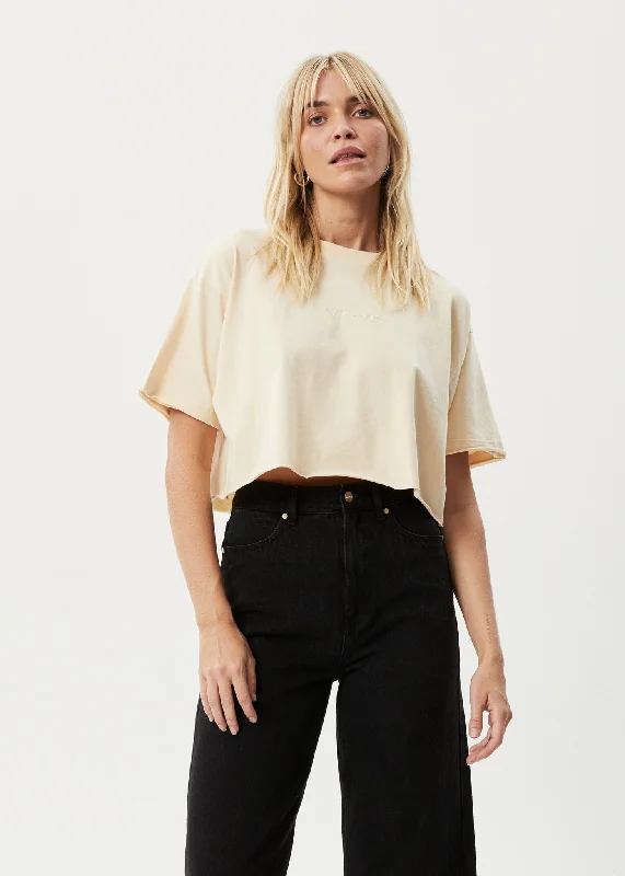 AFENDS Womens Restless Slay Cropped - T-Shirt - Sand