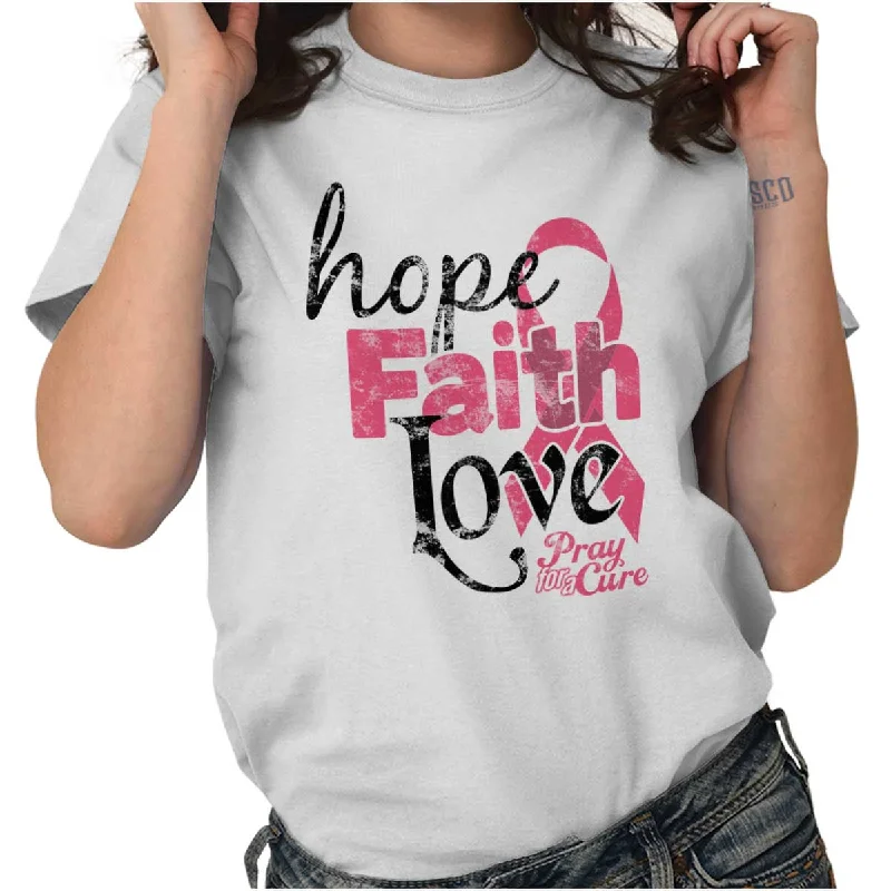 Pocketed Women T Shirt for Added FunctionalityBreast Cancer Hope Faith Ladies T Shirt Pocketed Women T Shirt for Added FunctionalityBreast Cancer Hope Faith Ladies T Shirt