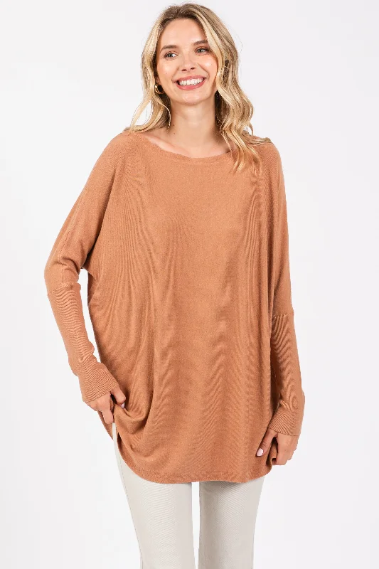 Plus Size Women's Sequined Sweaters for Special OccasionsBrown Soft Knit Boatneck Dolman Sleeve Sweater Plus Size Women's Sequined Sweaters for Special OccasionsBrown Soft Knit Boatneck Dolman Sleeve Sweater