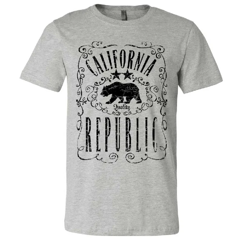 Crew Neck Women T Shirt with a Timeless DesignCalifornia Republic JD Whiskey Black Print Asst Colors Mens Fitted Tee Crew Neck Women T Shirt with a Timeless DesignCalifornia Republic JD Whiskey Black Print Asst Colors Mens Fitted Tee