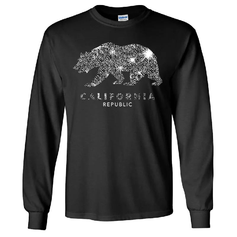 Embroidered Women T Shirt with Intricate DetailsCalifornia Republic Sparkle Long Sleeve Shirt Embroidered Women T Shirt with Intricate DetailsCalifornia Republic Sparkle Long Sleeve Shirt