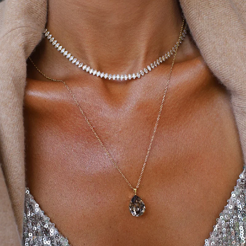 High - Low Hem Women's Cashmere - Blended SweatersCaroline Svedbom Crystal Navette Necklace Gold High - Low Hem Women's Cashmere - Blended SweatersCaroline Svedbom Crystal Navette Necklace Gold