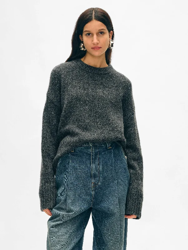 Tie - Front Women's Lambswool Sweaters in Pastel HuesCashmere Donegal Easy Crewneck Tie - Front Women's Lambswool Sweaters in Pastel HuesCashmere Donegal Easy Crewneck