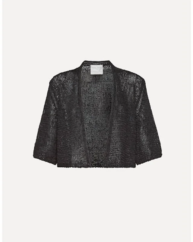 Chic Sustainable Viscose Raffia Cardigan In Night