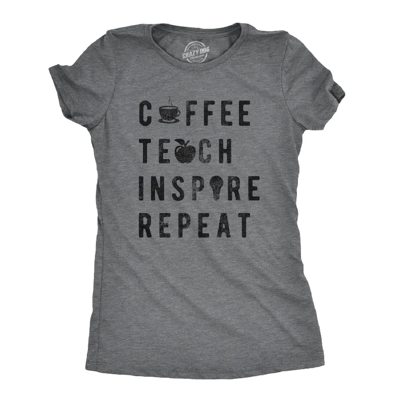 Sleeveless Women T Shirt for Summer ComfortCoffee Teach Inspire Repeat Women's T Shirt Sleeveless Women T Shirt for Summer ComfortCoffee Teach Inspire Repeat Women's T Shirt