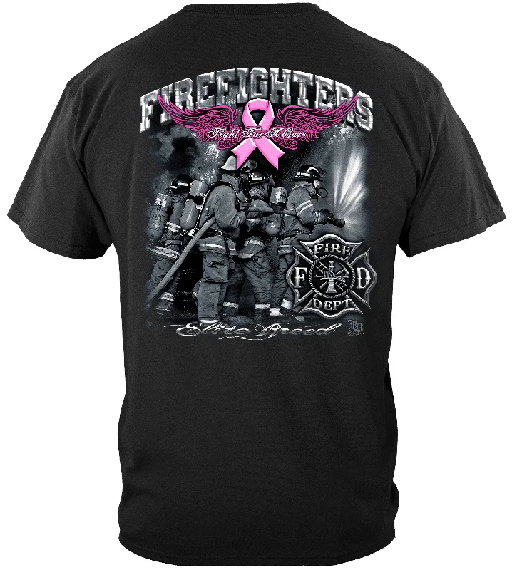 Distressed Women T Shirt with a Laid - Back AestheticElite Breed Fight For A Cure Firefighter T-Shirt Distressed Women T Shirt with a Laid - Back AestheticElite Breed Fight For A Cure Firefighter T-Shirt