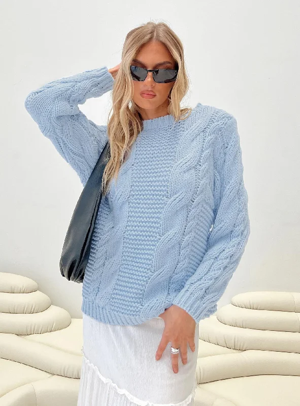 Ellison Cable Knit Sweater Light Blue