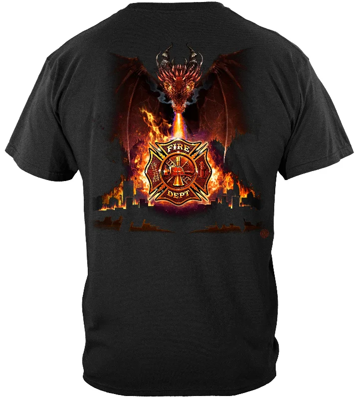 Long Sleeve Women T Shirt for Cooler WeatherFirefighter City Dragon T-SHIRT