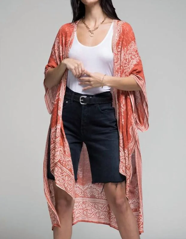 Bell - Sleeve Women's Mohair - Wool Blend SweatersFrancesca Damask & Paisley Print Kimono In Clay Bell - Sleeve Women's Mohair - Wool Blend SweatersFrancesca Damask & Paisley Print Kimono In Clay