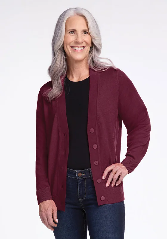 Button - Down Women's Shetland Wool Sweaters in Traditional PatternsGia Sweater - Cabernet Crush Button - Down Women's Shetland Wool Sweaters in Traditional PatternsGia Sweater - Cabernet Crush