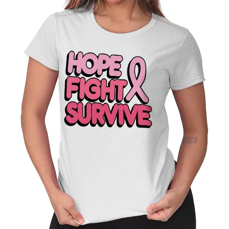 Graphic Print Women T Shirt for a Trendy StatementHope Fight Survive BCA Ladies T Shirt Graphic Print Women T Shirt for a Trendy StatementHope Fight Survive BCA Ladies T Shirt