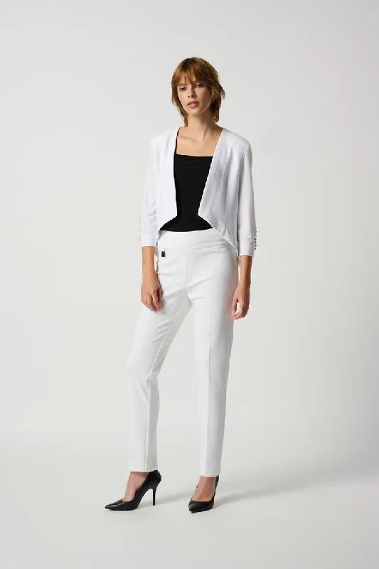 High - Low Hem Women's Cashmere - Blended SweatersJoseph Ribkoff White Classic Tailored Slim Pan High - Low Hem Women's Cashmere - Blended SweatersJoseph Ribkoff White Classic Tailored Slim Pan