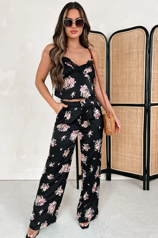 Split - Hem Women's Linen Blend Sweaters for SpringKeeping The Romance Alive Satin Floral Cami Top (Black) Split - Hem Women's Linen Blend Sweaters for SpringKeeping The Romance Alive Satin Floral Cami Top (Black)