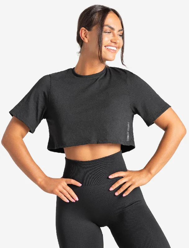 Knot Back Crop T-Shirt - Black