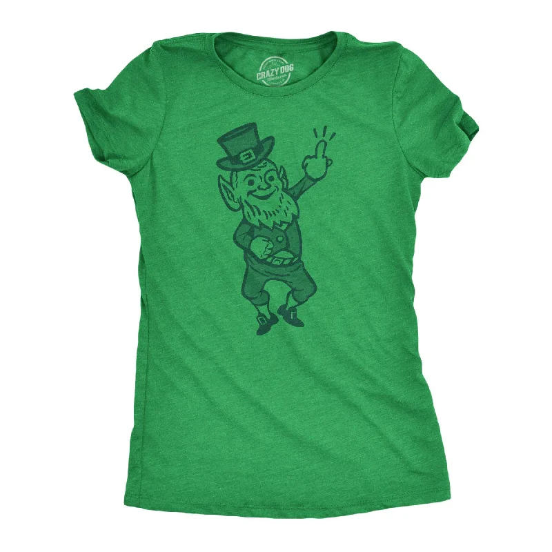 Ringer T Shirt Women with Retro - Inspired StripesLeprechaun Middle Finger Women's T Shirt Ringer T Shirt Women with Retro - Inspired StripesLeprechaun Middle Finger Women's T Shirt