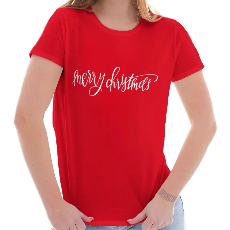 Crop Top Women T Shirt to Pair with High - Waisted BottomsMerry Christmas Ladies T Shirt Crop Top Women T Shirt to Pair with High - Waisted BottomsMerry Christmas Ladies T Shirt