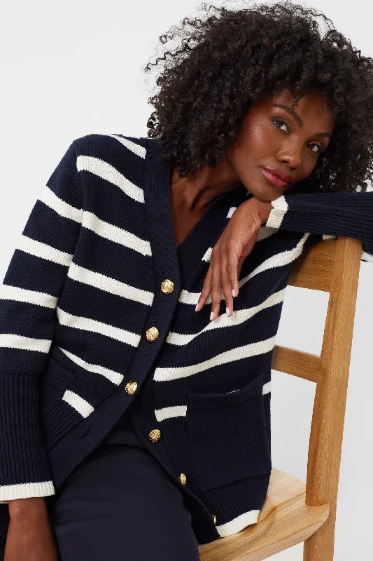 Navy and White Stripe Kerry Cardigan