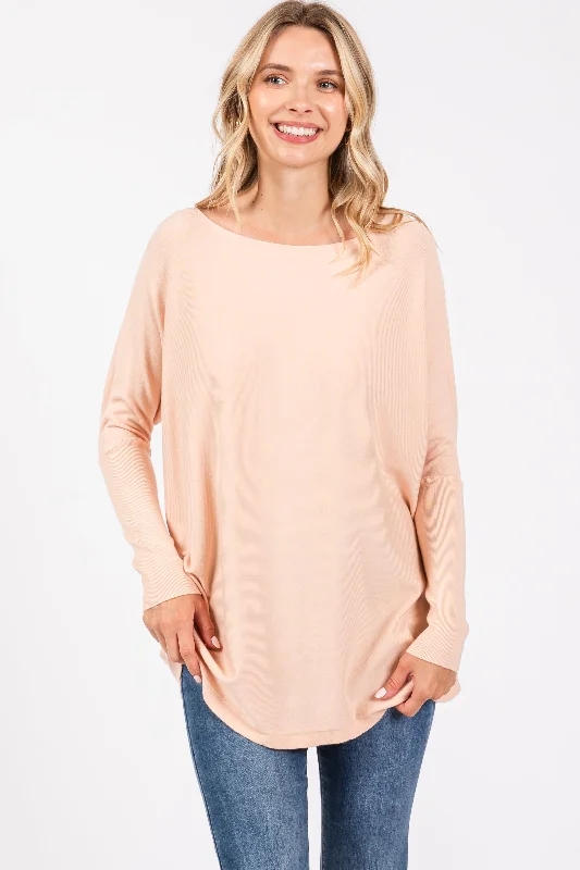 Boat Neck Women's Merino Wool Sweaters in Neutral ShadesPeach Soft Knit Boatneck Dolman Sleeve Sweater Boat Neck Women's Merino Wool Sweaters in Neutral ShadesPeach Soft Knit Boatneck Dolman Sleeve Sweater