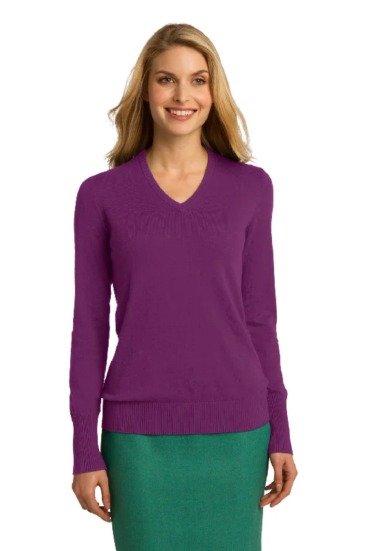 Women's Long Sleeve Turtleneck Cashmere SweatersPort Authority Womens Long Sleeve V-Neck Sweater - Deep Berry Purple Women's Long Sleeve Turtleneck Cashmere SweatersPort Authority Womens Long Sleeve V-Neck Sweater - Deep Berry Purple
