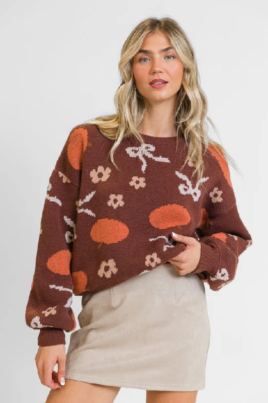 Pumpkin Spice Bliss Rust Bow Sweater