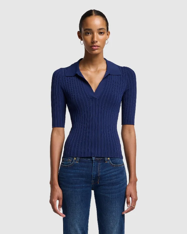 Ribbed Henley Sweater in Inkwell