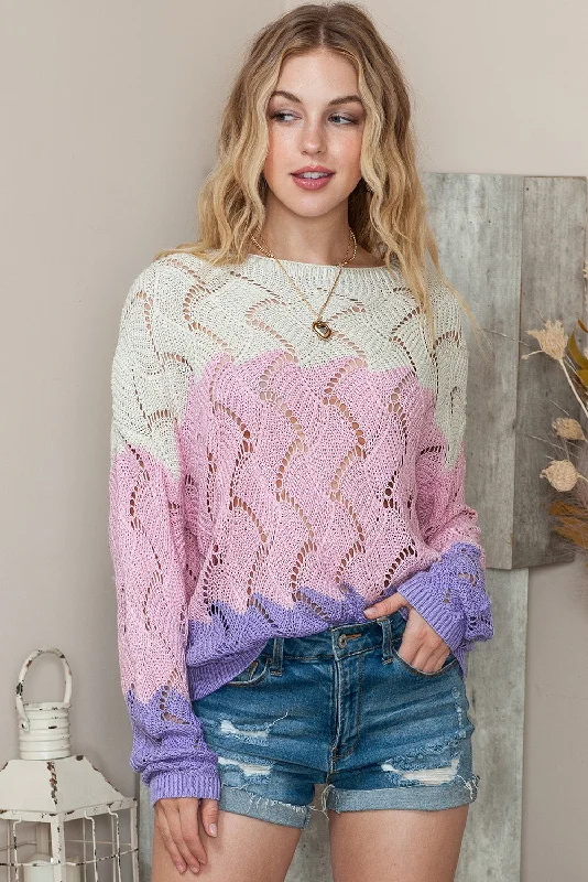 Hot Girl Orelia Gradient Color Openwork Sweater