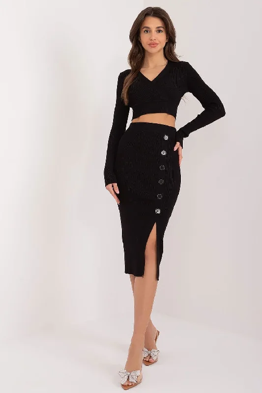 Sleeveless Women's Silk - Trimmed Sweaters for SummerFactory Price Ribbed Cropped Sweater And Button Accent Midi Skirt Two Piece Set Sleeveless Women's Silk - Trimmed Sweaters for SummerFactory Price Ribbed Cropped Sweater And Button Accent Midi Skirt Two Piece Set