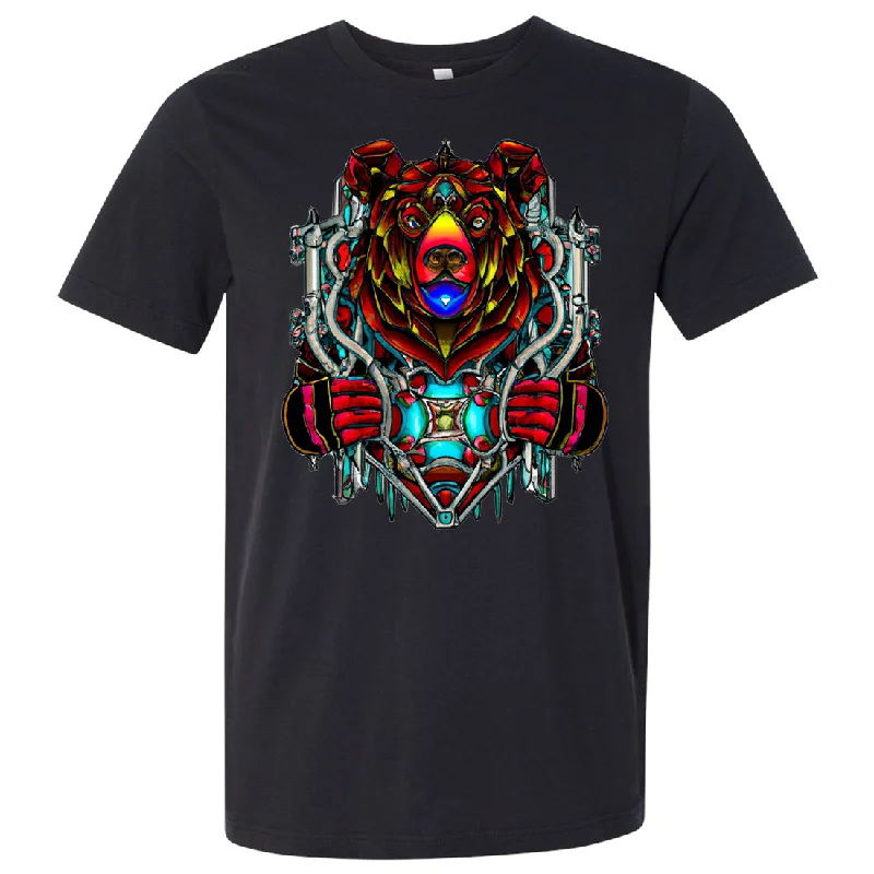 Stained Glass Gothic Cyborg Bear Asst Colors Mens Lightweight Fitted T-Shirt/tee