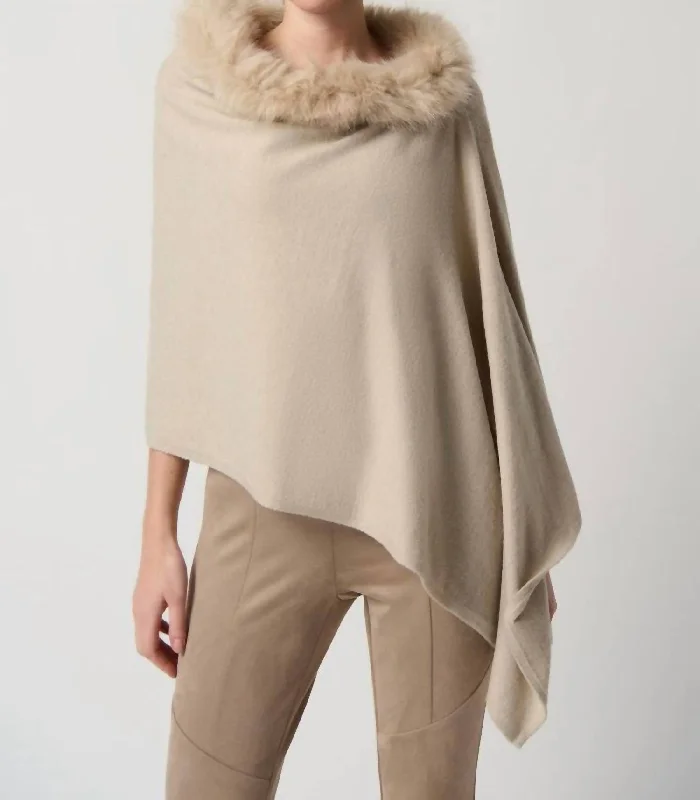 Sweater Knit Poncho In Alabaster