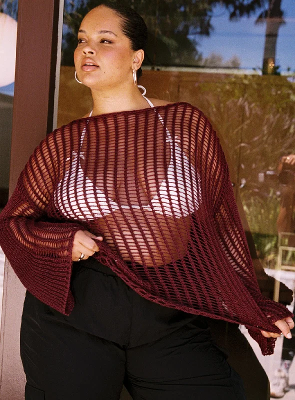 The Kennedy Sweater Burgundy Curve