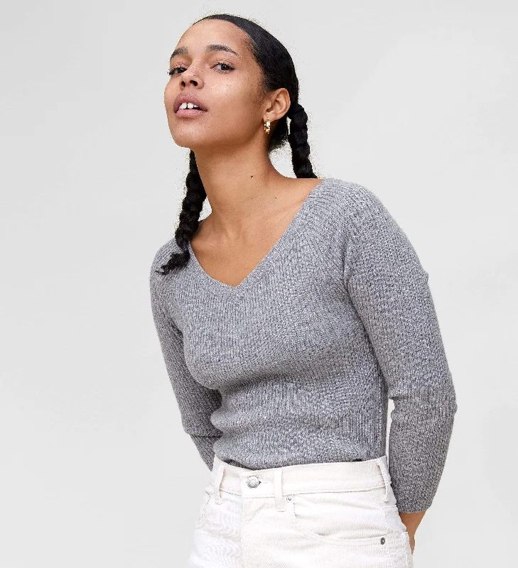 Cropped Women's Angora Blend Sweaters for a Trendy LookThe Ribbed Subtle V-Neck Sweater Cropped Women's Angora Blend Sweaters for a Trendy LookThe Ribbed Subtle V-Neck Sweater
