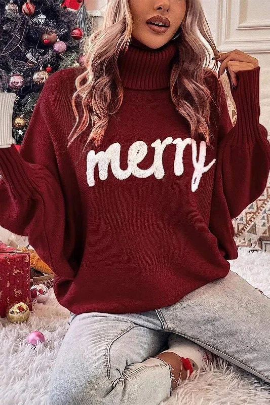Plus Size Women's Side - Slit Sweaters in Bold SolidsWomen's Christmas High-neck Loose Sweater Plus Size Women's Side - Slit Sweaters in Bold SolidsWomen's Christmas High-neck Loose Sweater