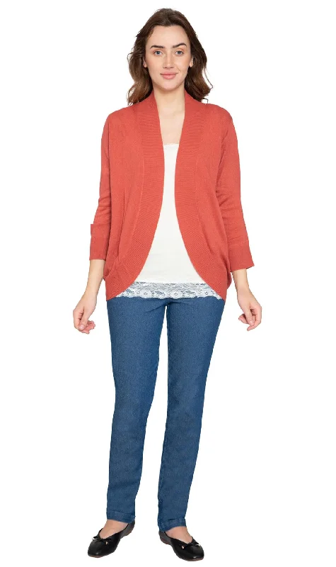 Women's Curved Hem Cardigan – Open Front Sweater in a Timeless Style