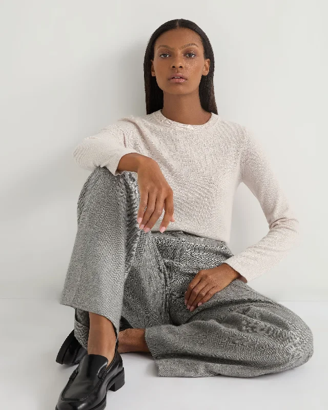 High - Low Hem Women's Cashmere - Blended SweatersWomen's Hallie Round Neck Cashmere Sweater Frost White High - Low Hem Women's Cashmere - Blended SweatersWomen's Hallie Round Neck Cashmere Sweater Frost White