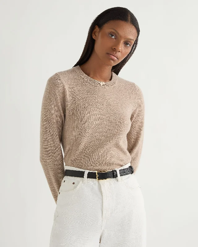 Plus Size Women's Ruffled Hem Sweaters in Floral PrintsWomen's Hallie Round Neck Cashmere Sweater Oatmeal Brown Plus Size Women's Ruffled Hem Sweaters in Floral PrintsWomen's Hallie Round Neck Cashmere Sweater Oatmeal Brown