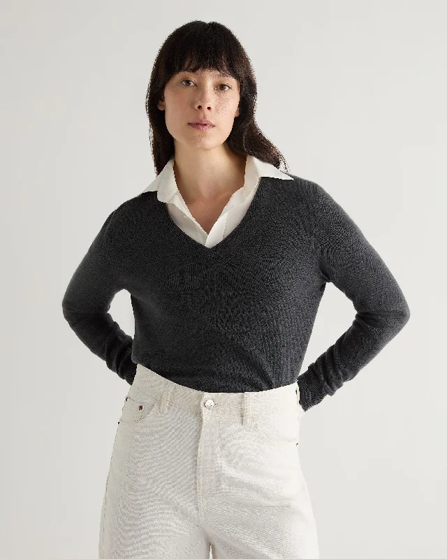Tie - Front Women's Lambswool Sweaters in Pastel HuesWomen's Phoebe V Neck Cashmere Sweater Anthracite Grey Tie - Front Women's Lambswool Sweaters in Pastel HuesWomen's Phoebe V Neck Cashmere Sweater Anthracite Grey