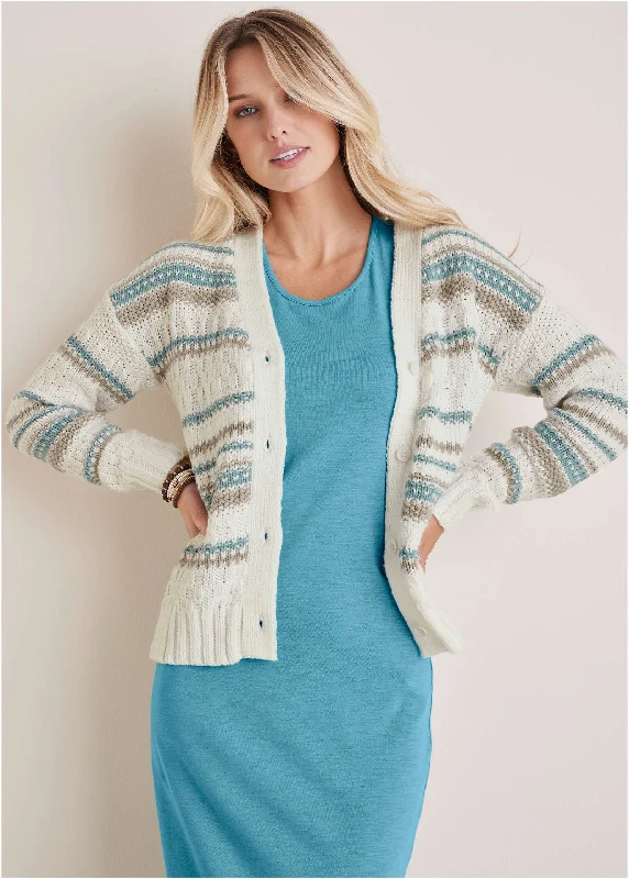 Stripe Cardigan - Light Blue Stripes