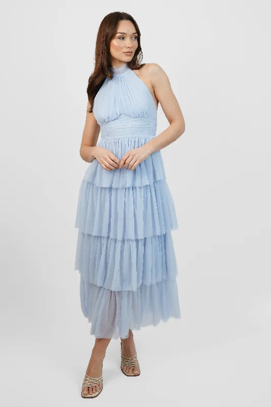 Off - the - Shoulder Women Dress for a Romantic and Feminine LookAriana Tulle Maxi Dress in Light Blue Off - the - Shoulder Women Dress for a Romantic and Feminine LookAriana Tulle Maxi Dress in Light Blue