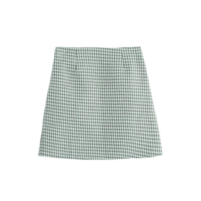 Gray Plaid Skirt