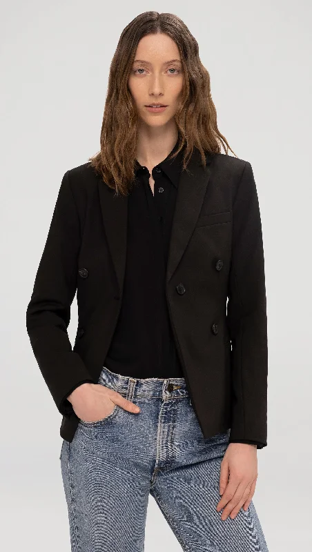 Women's Peplum Blazers in Emerald Green for a Stylish Work AttireCrossover Blazer in Performance Cotton | Black Women's Peplum Blazers in Emerald Green for a Stylish Work AttireCrossover Blazer in Performance Cotton | Black