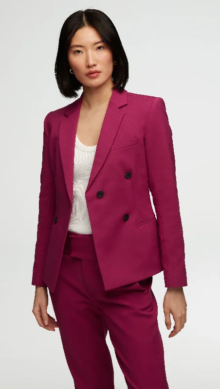 Women's Longline Linen Blazers in Pastel Colors for Summer EventsCrossover Blazer in Performance Cotton | Magenta Women's Longline Linen Blazers in Pastel Colors for Summer EventsCrossover Blazer in Performance Cotton | Magenta