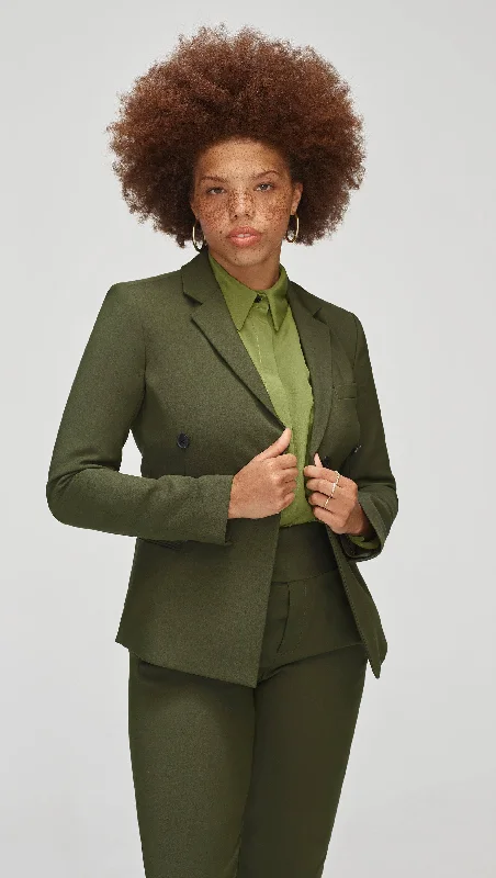 Plus Size Women's Cropped Velvet Blazers in Burgundy for a Night OutCrossover Blazer in Performance Cotton | Olive Plus Size Women's Cropped Velvet Blazers in Burgundy for a Night OutCrossover Blazer in Performance Cotton | Olive